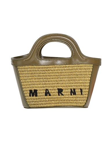 MARNI Handbag Military green 52% Cotton, 48% Polyamide, Cow leather, Brass, Zinc