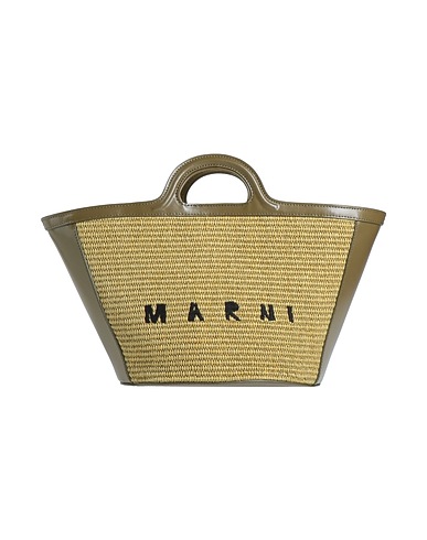 MARNI Borsa a mano Verde militare 52% Cotone, 48% Poliammide, Pelle di bovino, Ottone