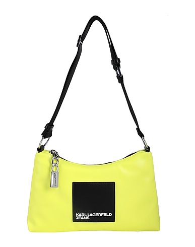 KARL LAGERFELD JEANS Borsa a spalla TECH LEATHER SM HOBO
 Verde lime 50% Poliuretano, 50% Poliestere