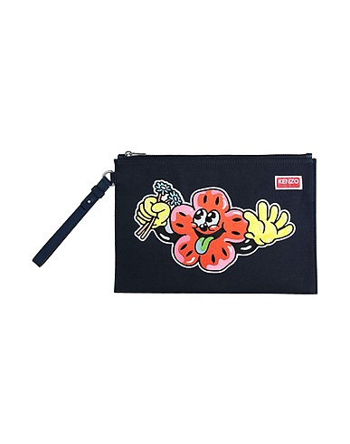 KENZO Handtasche Marineblau 100% Baumwolle, Rindsleder