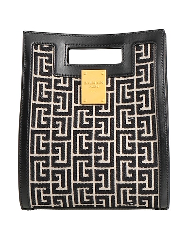 BALMAIN Handbag Black 90% Cotton, 10% Polyester, Calfskin
