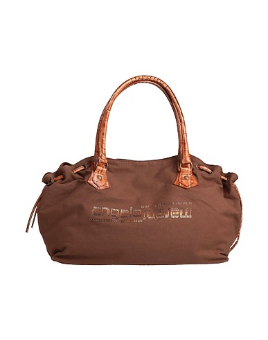 ANGELO MARANI Handbag Brown Textile fibers, Soft Leather