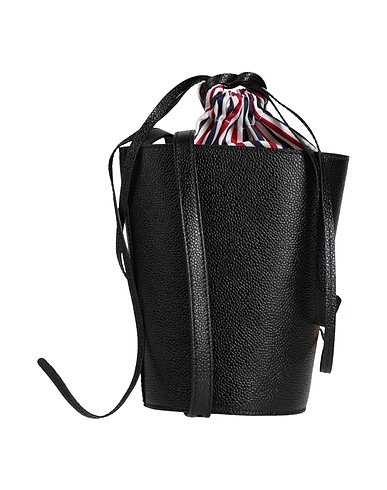 THOM BROWNE Across-body bag Black Leather, Textile fibres