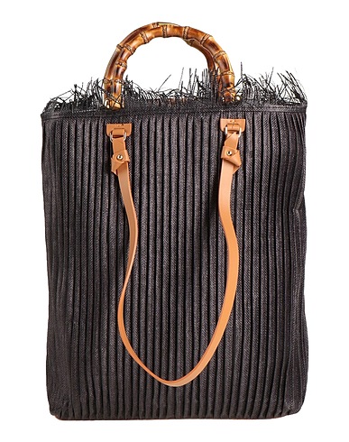 ANITA BILARDI Handtasche Schwarz 100% Polyamid, Kalbsleder, Bambus