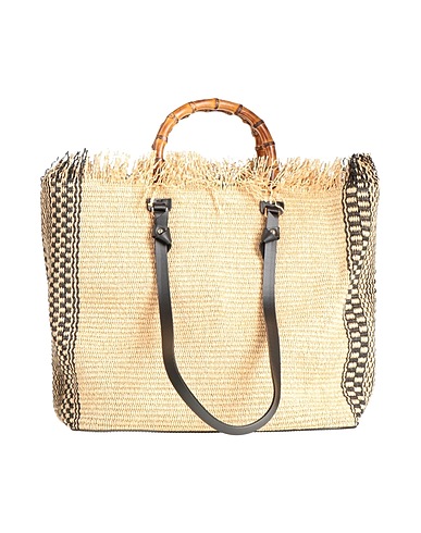 ANITA BILARDI Handbag Beige 100% Polyamide, Calfskin, Bamboo