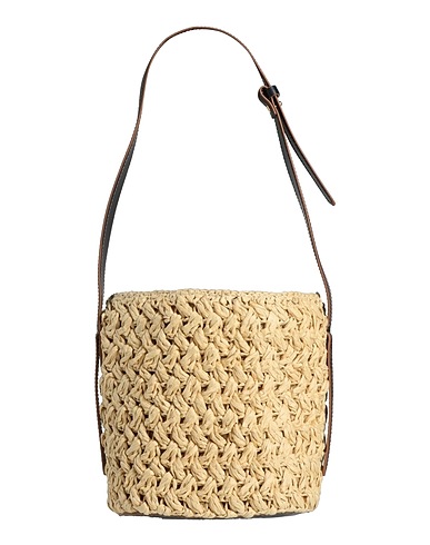 ANITA BILARDI Shoulder bag Sand Paper, Synthetic raffia, Leather