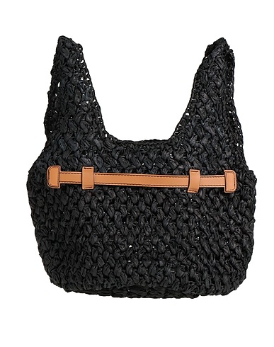 ANITA BILARDI Handbag Black 100% Paper, Synthetic raffia, Calfskin