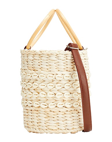 8 by YOOX Handbag WOVEN STRAW BUCKET
 Beige 80% Cornhusk, 20% Polyurethane