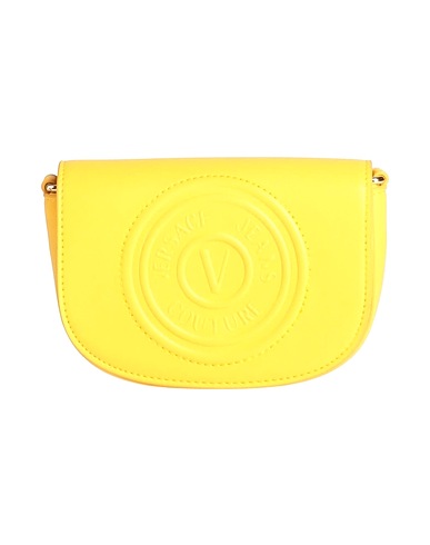 VERSACE JEANS COUTURE Across-body bag Yellow 100% Polyurethane, Polyurethane resin