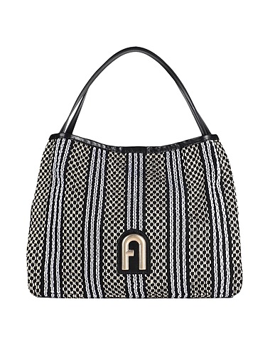 FURLA ハンドバッグ ベージュ ナイロン 30% / 革 30% / 再生コットン 25% / 紡績繊維 11% / コットン 4%