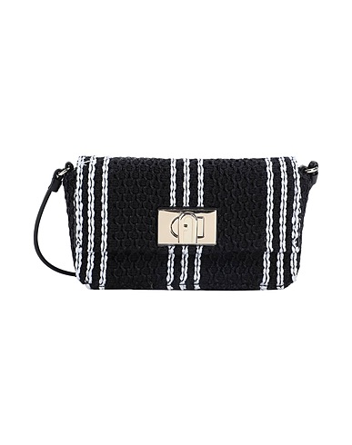 FURLA Across-body bag Black 41% Polyamide, 34% Recycled cotton, 10% Polyester, 10% Other Fibres, 5% Soft Leather