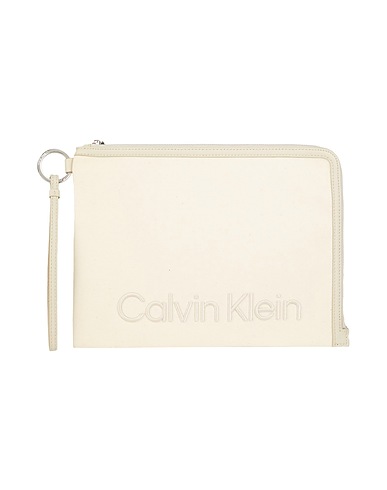 CALVIN KLEIN Handtasche Elfenbein 69% Baumwolle, 16% Polyester, 15% Polyurethan