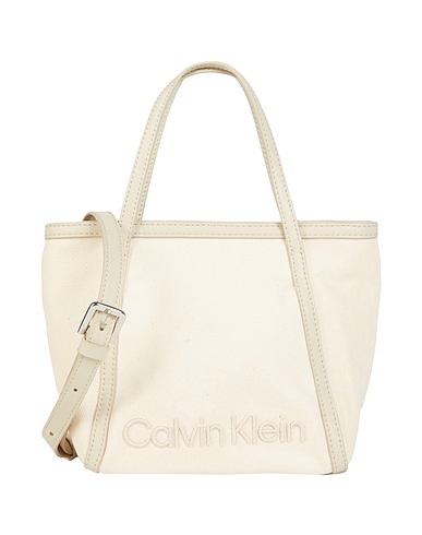 CALVIN KLEIN Handbag Ivory 69% Cotton, 16% Polyester, 15% Polyurethane