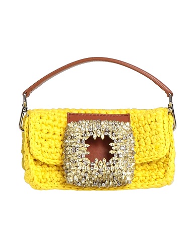 GEDEBE Handbag Yellow Leather, Textile fibres