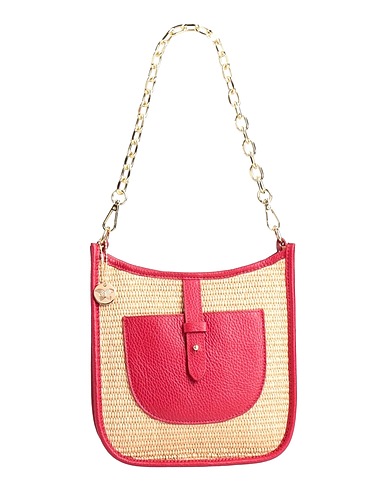 LAURA DI MAGGIO Shoulder bag Burgundy Leather, Textile fibres