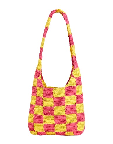 8 by YOOX Shoulder bag WOVEN CHECK CROCHET HANDBAG
 Fuchsia 100% Recycled cotton