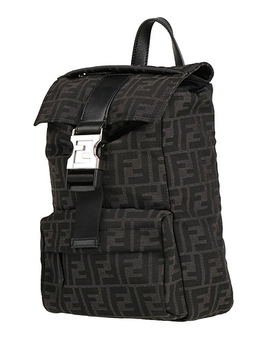 FENDI Backpacks Black Textile fibers, Calfskin