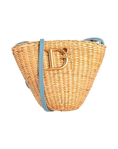 DSQUARED2 Across-body bag Sand 95% Straw, 5% Cow leather