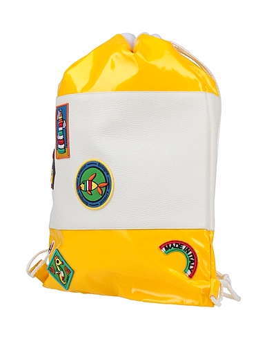 TESTONI Rucksacks Yellow Soft Leather, Textile fibres
