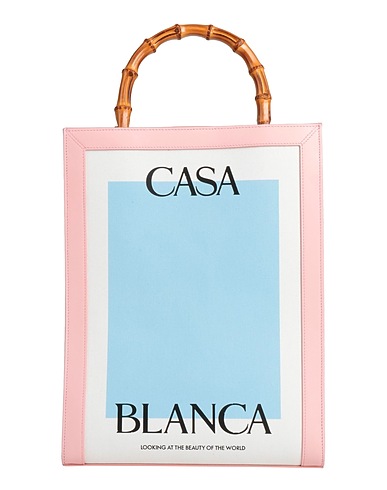CASABLANCA Handbag White Textile fibers, Soft Leather