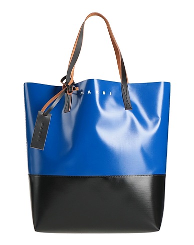 MARNI ハンドバッグ ネイビー ポリエステル 100% / 革