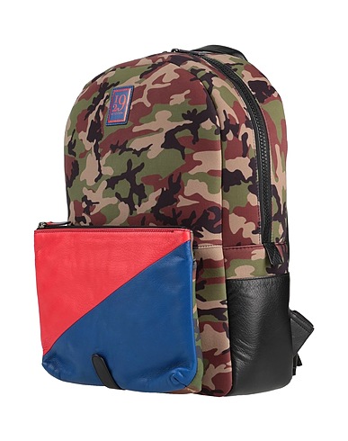 I29 A.TESTONI Rucksacks Military green Textile fibres, Soft Leather