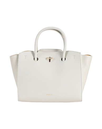 FURLA Borsa a mano Off white 100% Pelle di vitello