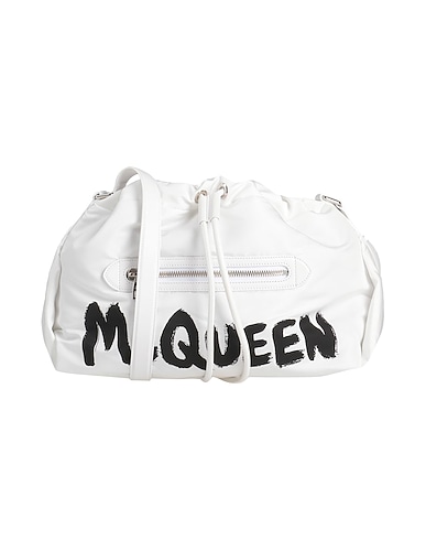 MCQUEEN Umhängetasche Weiß Gewebefasern, Leder