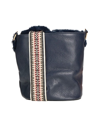 ANITA BILARDI Borsa a tracolla Blu notte 100% Pelle di bovino, Cotone, Poliestere