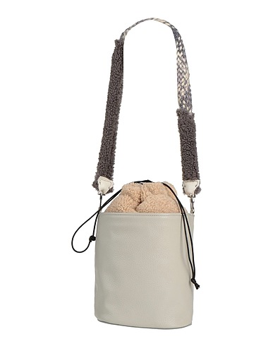 ANITA BILARDI Shoulder bag Light grey 100% Bovine leather, Cotton, Polyester, Plush fabric