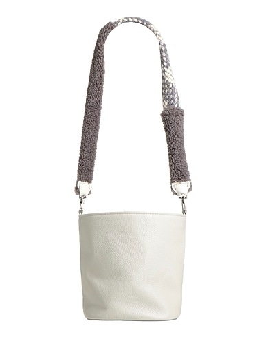 ANITA BILARDI Borsa a spalla Grigio 100% Pelle di bovino, Cotone, Poliestere, Materiale in pelo sintetico