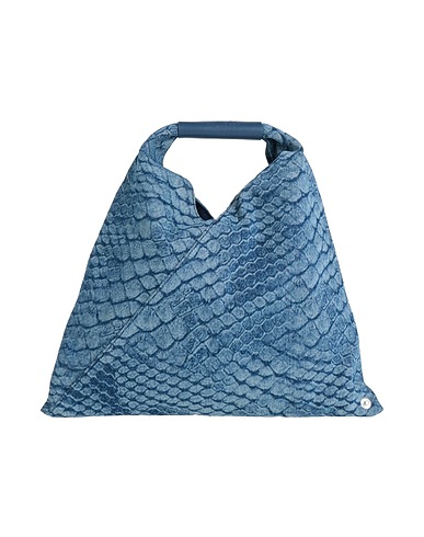 MM6 MAISON MARGIELA Handbag Blue 100% Cotton, Bovine leather, Brass