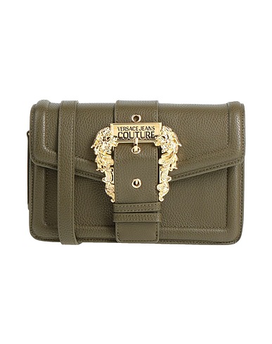VERSACE JEANS COUTURE Across-body bag Military green 100% Polyester, Polyurethane coated