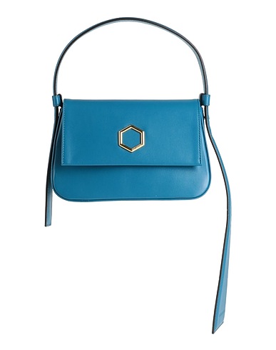 HIBOURAMA Handbag Blue Soft Leather