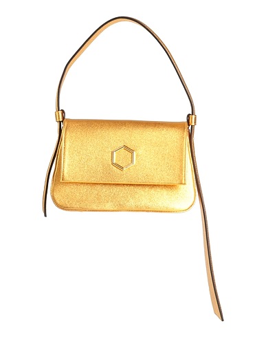 HIBOURAMA Handbag Gold Leather