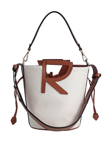 ROGER VIVIER Schultertasche Elfenbein Leder, Gewebefasern