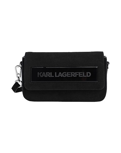 KARL LAGERFELD Across-body bag ICON K SM FLAP SHB SUEDE
 Black 86% Cow leather, 10% Recycled leather, 2% Polyester, 2% Polyurethane