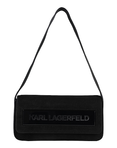 KARL LAGERFELD Handbag ICON K MD FLAP SHB SUEDE
 Black 87% Cow leather, 10% Recycled leather, 2% Polyurethane, 1% Polyester