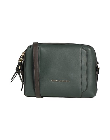 PIQUADRO Bolso con bandolera Verde oscuro Piel de bovino, EVA (Etileno - Vinilo - Acetato), Nailon, Poliéster, Metal
