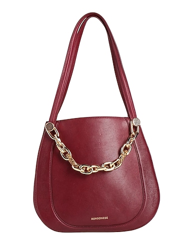 BORBONESE Handbag Burgundy 100% Soft Leather