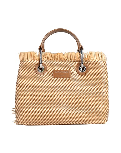 EMPORIO ARMANI Handbag Brown Soft Leather, Straw