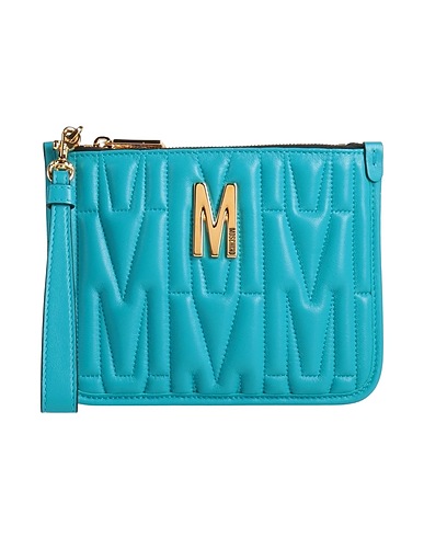 MOSCHINO Handbag Turquoise Soft Leather