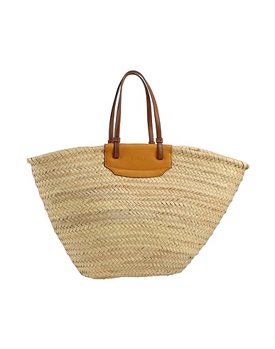 FURLA Handtasche Beige Leder, Stroh