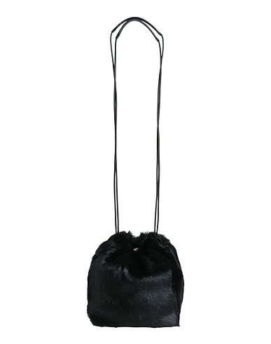JIL SANDER Shoulder bag Black Goat fur, Soft Leather