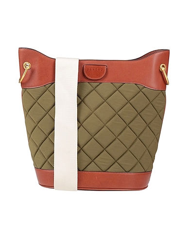 SANDRO Across-body bag Military green 83% Polyester, 17% Polyamide, Cotton, Cowhide