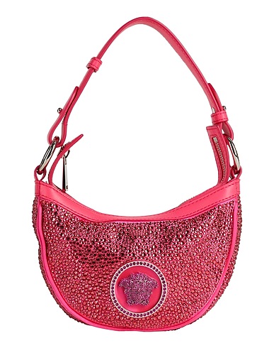 VERSACE Borsa a mano Fucsia 72% Viscosa, 28% Seta, Pelle di agnello