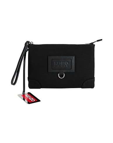 KENZO Handbag Black 100% Cotton, Bovine leather