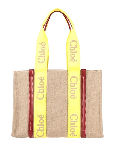 CHLOÉ Handbag Yellow Linen, Calfskin, Polyester