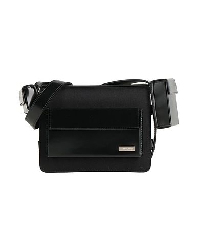 FERRAGAMO Across-body bag Black Leather, Textile fibres
