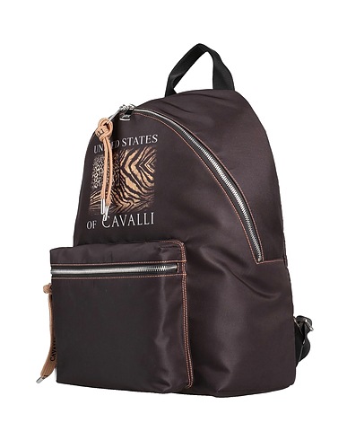 ROBERTO CAVALLI Backpacks Black 100% Polyester, Bovine leather
